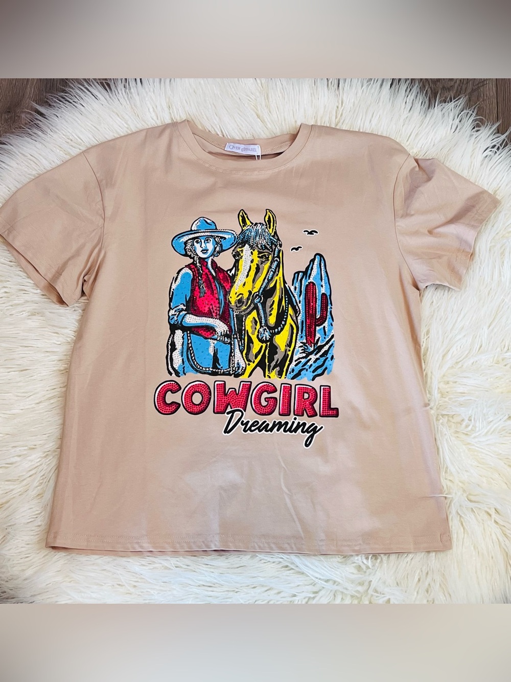 Girls' Cowgirl Dreaming Graphic Tee - Beige